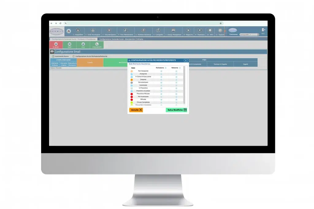 gestione delle notifiche geomap fms