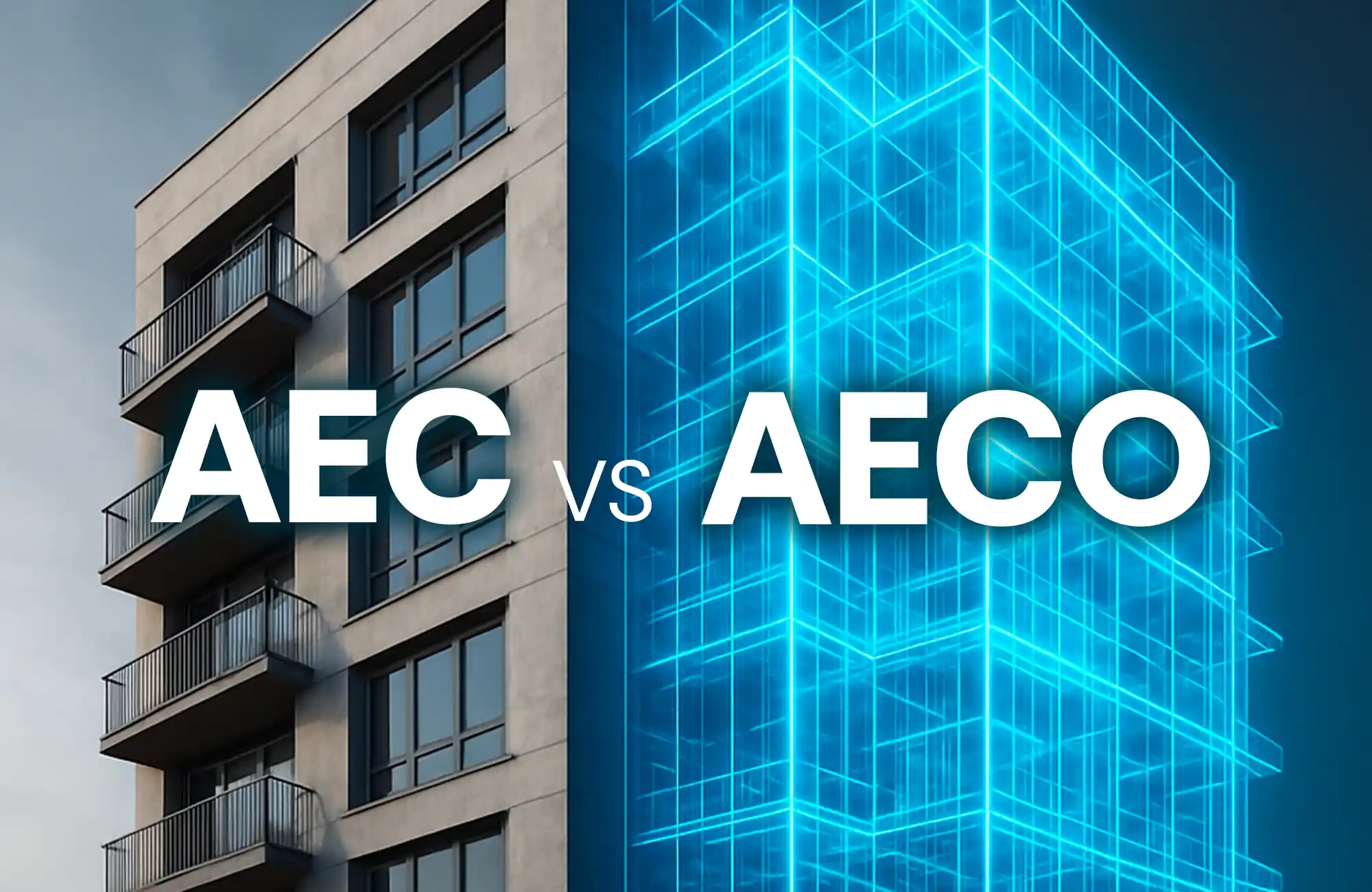 dificio moderno rappresentato a metà come struttura reale e a metà come modello digitale wireframe, simbolo dell’integrazione tra BIM Facility Management e digitalizzazione del patrimonio.